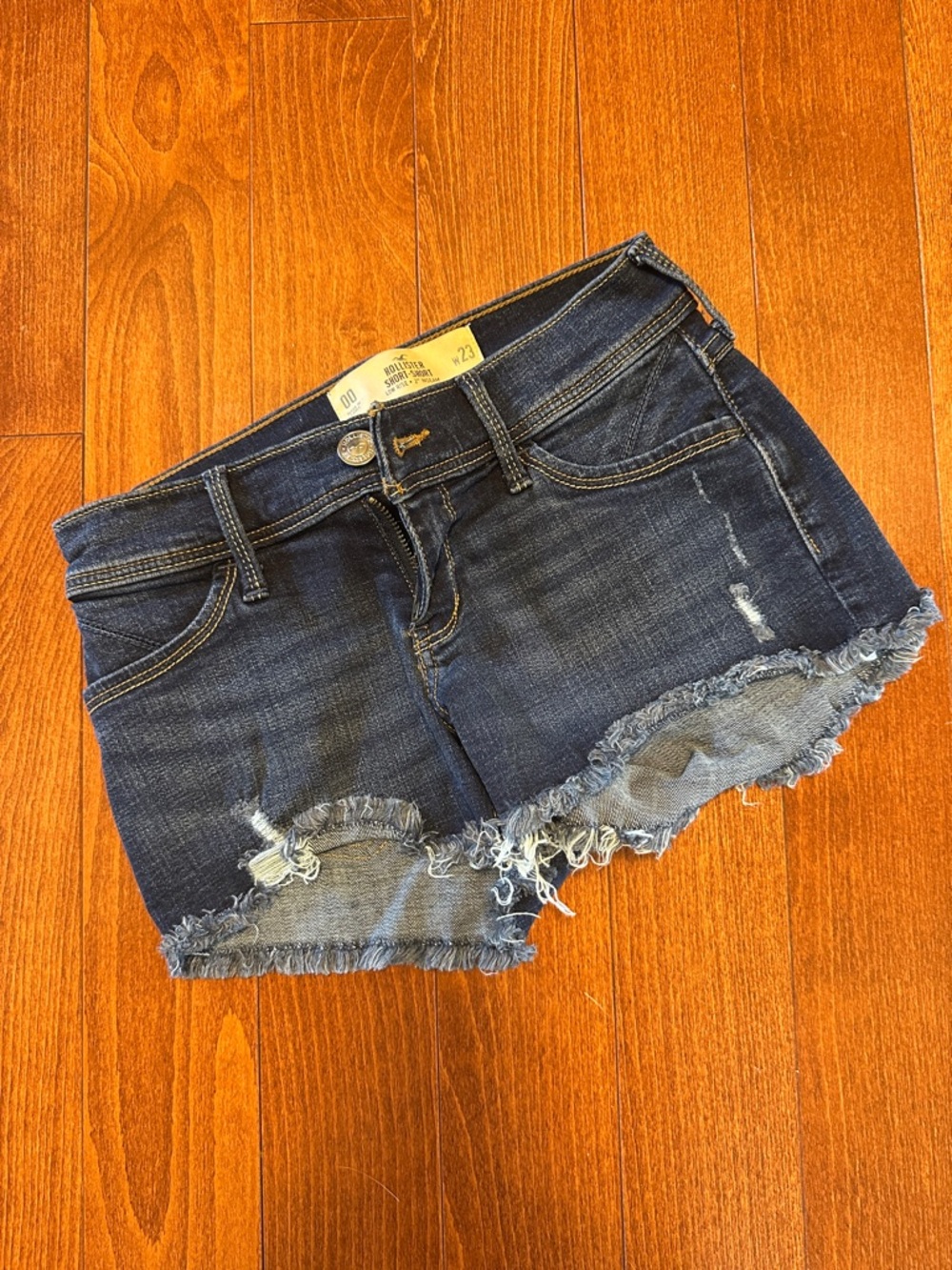 Hollister Dark Wash Denim Cutoff Short Shorts - Y2K Classic Low-Rise